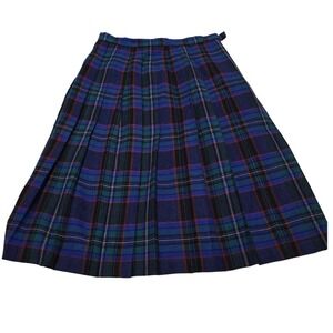 Pitlochry Plaid Pleated Midi Skirt Shetland Made in Scotland Size 16 /0135